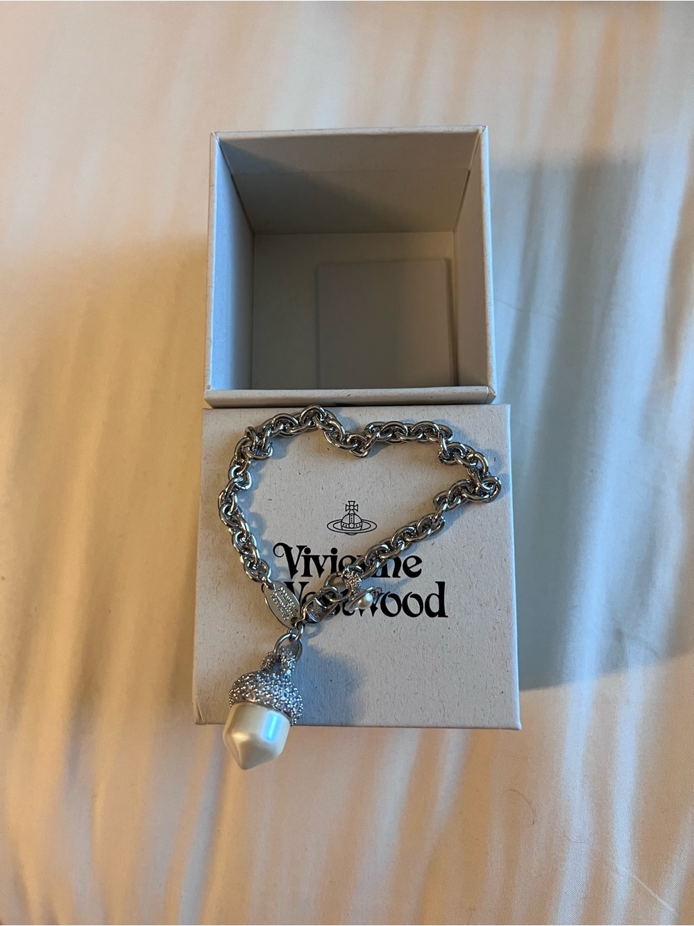 Vivienne Westwood Acorn Lucille Pearl Drop Cluster Bracelet